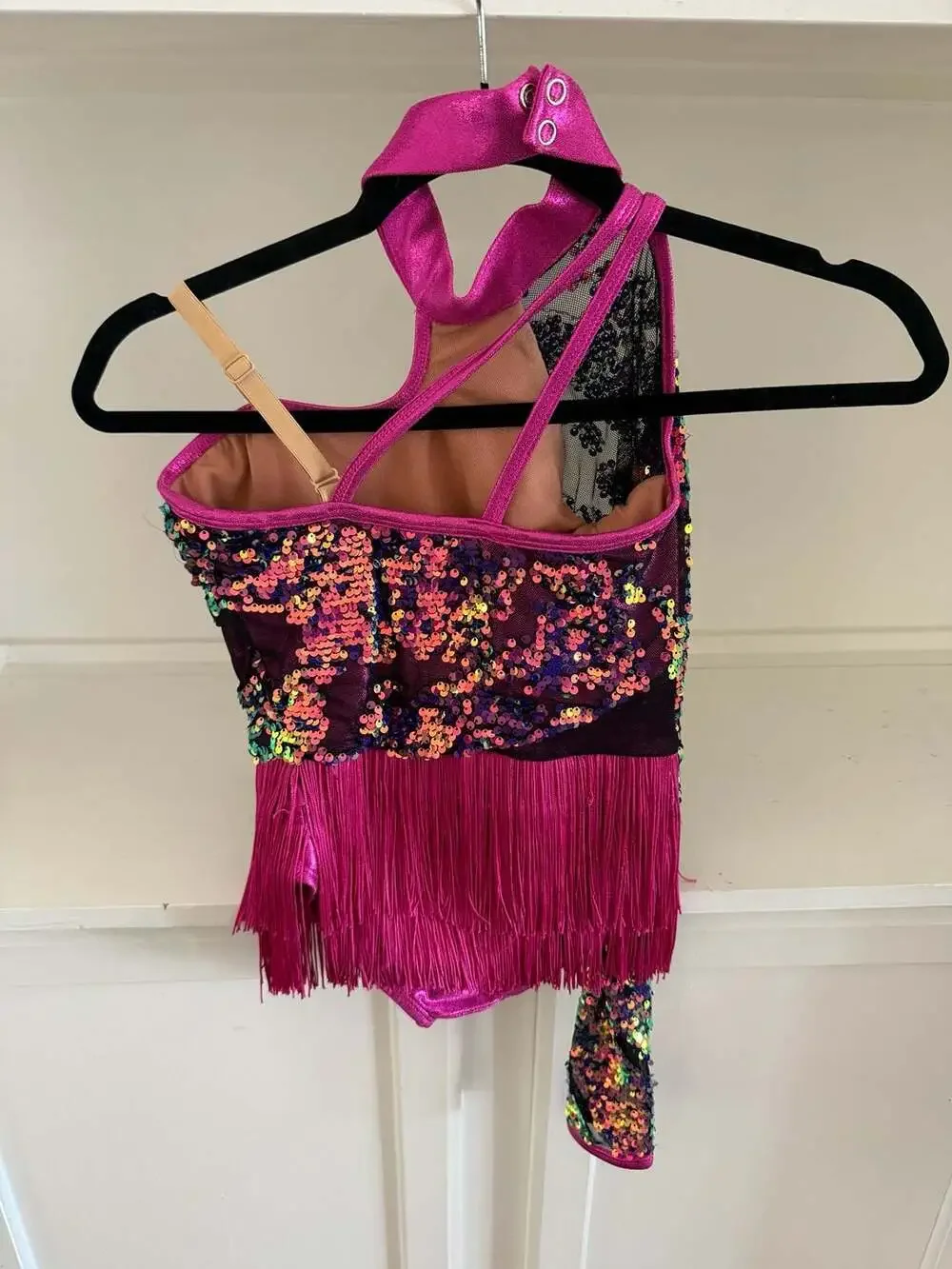 Revolution Dancewear Asymmetrical Girl’s Sequin with Fringe Dance Costume